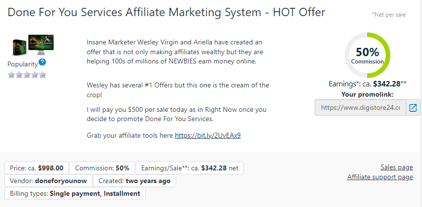 Done For You Services Affiliate Marketing System - HOT Offer