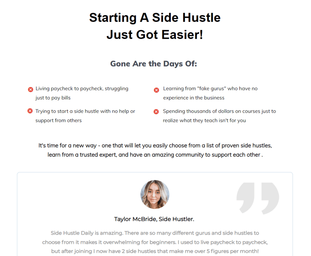 The Side Hustle Daily Platform review